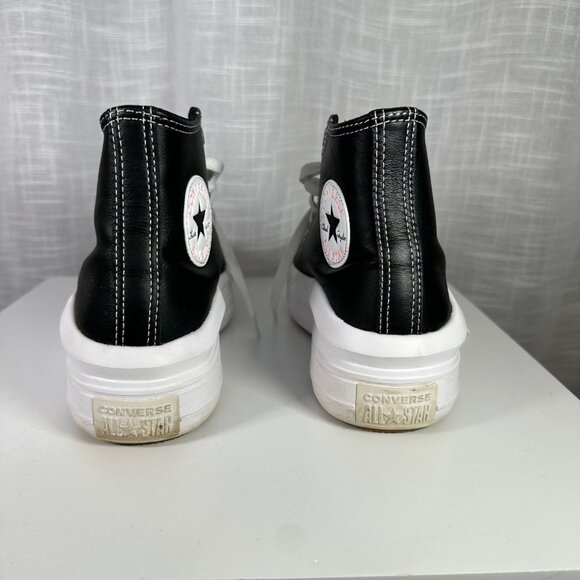 Converse Chuck Taylor All Star Move Leather Platform High-Top Sneakers Black 8 - Picture 10 of 15